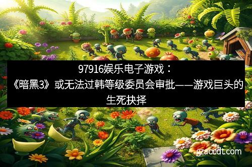 97916娱乐电子游戏：《暗黑3》或无法过韩等级委员会审批——游戏巨头的生死抉择